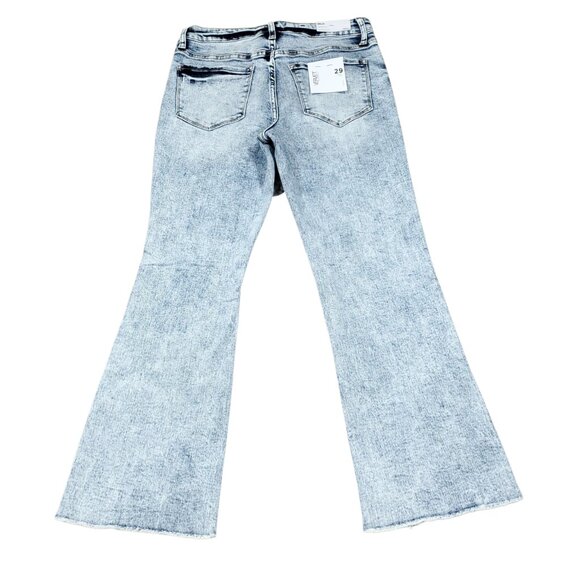 Vervet Bella High Rise Cropped Flare Light Wash Blue Distressed Crop Size 29 - Picture 3 of 8